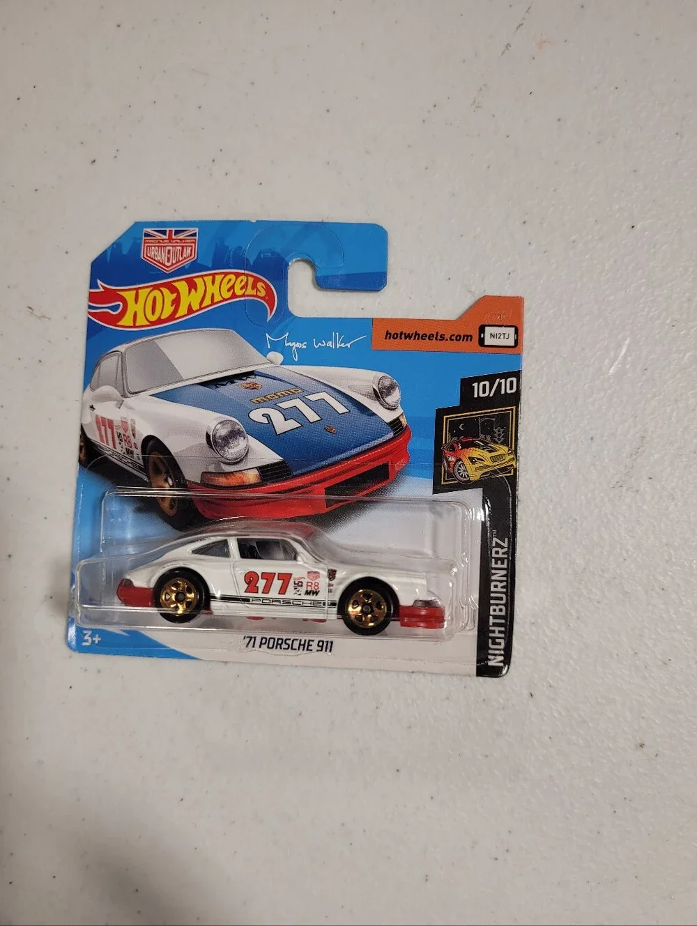 Hot Wheels '71 Porsche 911 Die-Cast Toy Car - White with Blue & Red Accents